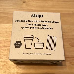 Stojo collapsible cup w/ 4 straws